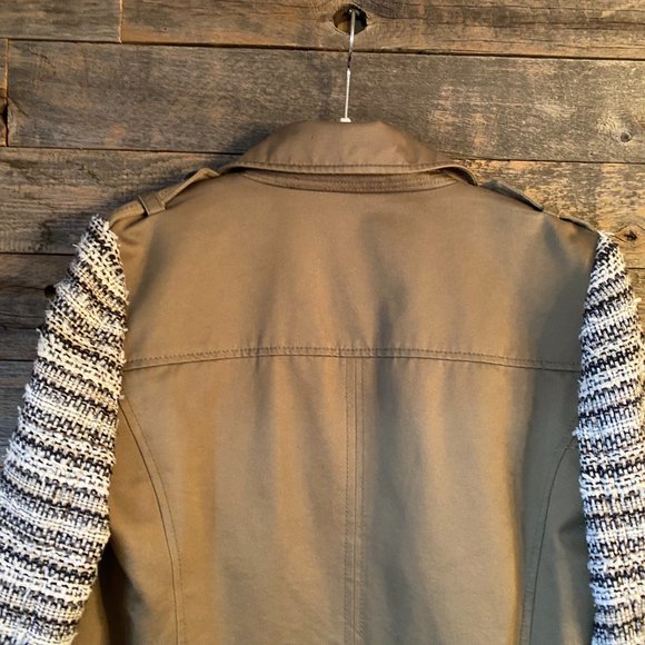 Madewell Crossweave Sweater Sleeve Tweed Trench Utility Jacket Olive XS - Picture 12 of 15